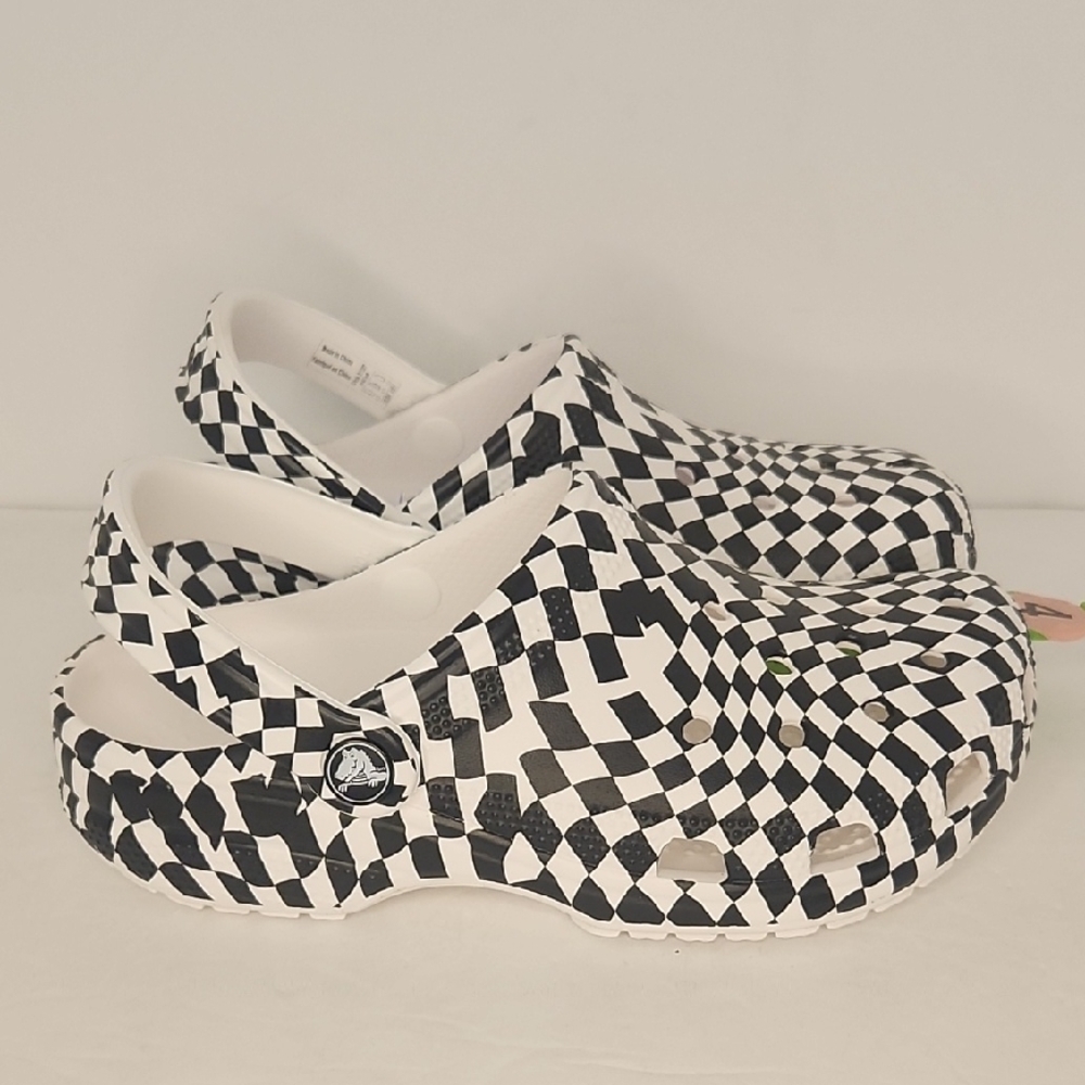 CROCS Checkered  - Black and White Slip On Shoes